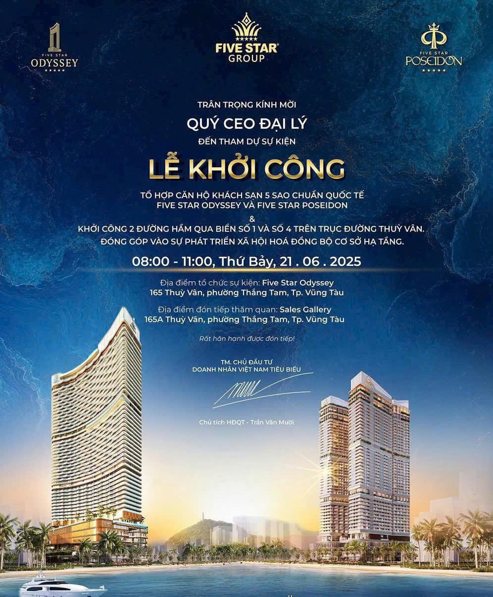 Tập đoàn Five Star làm lễ khởi công 2 dự án Poseidon và Odysey ngày 21/06/2025